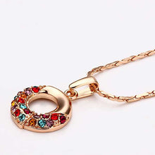 Austrian Crystal pendant necklace circle red green choker MP