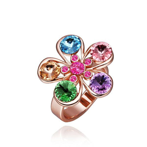 18K Gold Plated rings m colorful flower bague femme fine jewelry216 MP