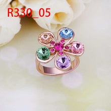 18K Gold Plated rings m colorful flower bague femme fine jewelry216 MP