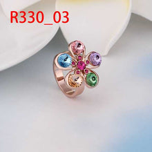 18K Gold Plated rings m colorful flower bague femme fine jewelry216 MP