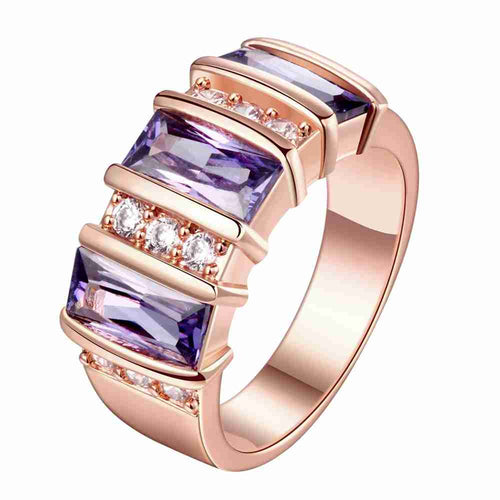 18k gold plated engagement ring Roll bar purple crystal aneis prices in euros MP