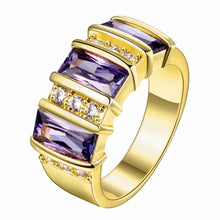 18k gold plated engagement ring Roll bar purple crystal aneis prices in euros MP