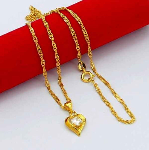 24k gold plated pendant heart white crystal collares jewerly accessories268 MP