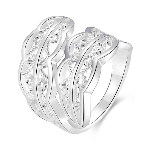 925 sterling silver simple style wedding rings two leaf double leaves ring girl student 74 MP