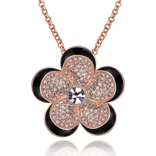Austrian Crystal choker necklace black rose golden flower vintage necklace Gift for her MP