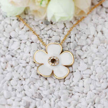 18K Gold Plated choker necklace White flowers bead necklace joyas 64 MP