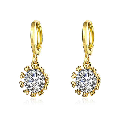 18k gold plated earing Lace insets clip pendientes 327 MP