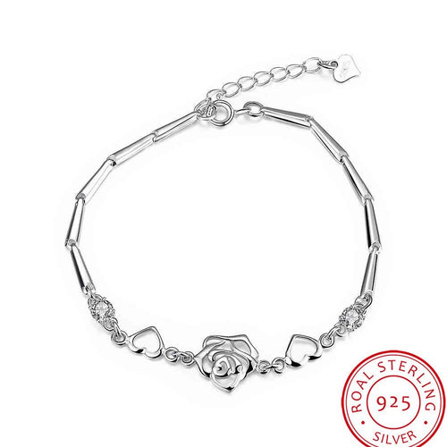 925 sterling silver bracelet men Flower pulseras mujer bijoux STVH 67 MP