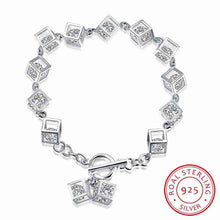 925 Sterling Silver bracelets Square stone pulseras mujer wedding HBH 73 MP