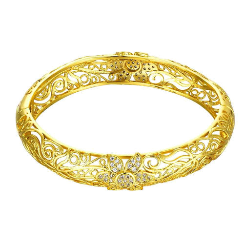 Beautiful 18K Gold Plating Hollow carved pattern Rhinestone men bracelet Jewelry European Style MP