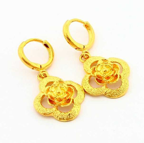 Beautiful 24k gold plated earings clover stud brincos collier plastron YHDE 1 MP