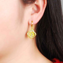 Beautiful 24k gold plated earings clover stud brincos collier plastron YHDE 1 MP