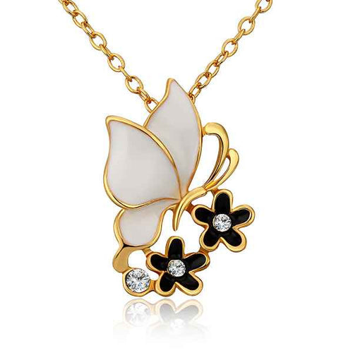 18K Gold Plated choker necklace Pull double butterfly big necklace bijoux women 79 MP