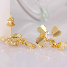 18k gold plated earring clover stud cufflinks wedding MP