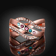 18k gold plated rings for men Cross pattern inlaid crystal opal Jewelry European Style MP