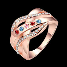 18k gold plated rings for men Cross pattern inlaid crystal opal Jewelry European Style MP