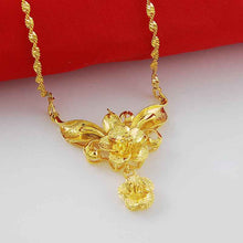 24k gold plated necklace double flower tenis masculino collier plastron femme287 MP