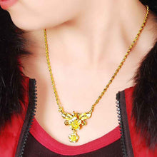 24k gold plated necklace double flower tenis masculino collier plastron femme287 MP