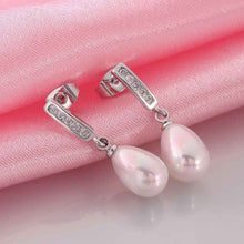 925 sterling silver earing Imitation pearls crystal stud earrings brinco diy NPLE 41 MP