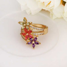 18k gold plated wedding rings violetta red flower k anel de ouro Hand Madeball223 MP