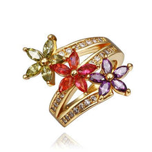 18k gold plated wedding rings violetta red flower k anel de ouro Hand Madeball223 MP