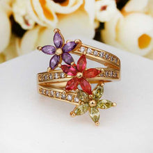 18k gold plated wedding rings violetta red flower k anel de ouro Hand Madeball223 MP