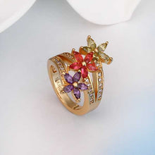 18k gold plated wedding rings violetta red flower k anel de ouro Hand Madeball223 MP