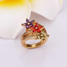 18k gold plated wedding rings violetta red flower k anel de ouro Hand Madeball223 MP