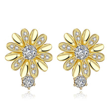 18K Gold Plating earing ethnic crystal flower stud pendientes sport SKGE 23 MP
