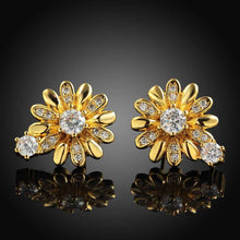 18K Gold Plating earing ethnic crystal flower stud pendientes sport SKGE 23 MP