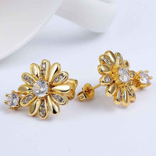 18K Gold Plating earing ethnic crystal flower stud pendientes sport SKGE 23 MP