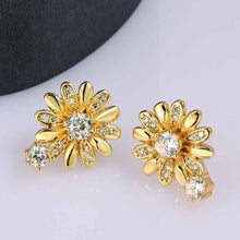18K Gold Plating earing ethnic crystal flower stud pendientes sport SKGE 23 MP