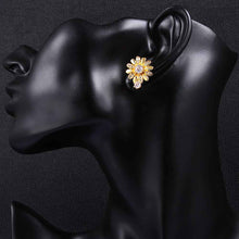 18K Gold Plating earing ethnic crystal flower stud pendientes sport SKGE 23 MP
