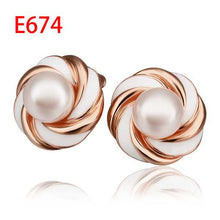 18K Gold Plated earings beads golden rose stud earrings ear cuff wedding 82 MP