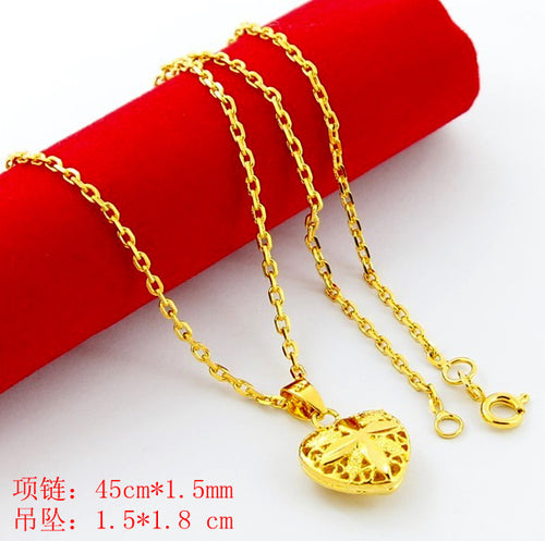 24k gold plated necklace love pierced colar joias YHDN 21 MP