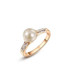 austrian crystal rings rose golden imitation pearl beads anel feminino charms MP