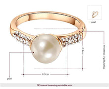austrian crystal rings rose golden imitation pearl beads anel feminino charms MP