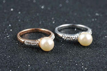 austrian crystal rings rose golden imitation pearl beads anel feminino charms MP