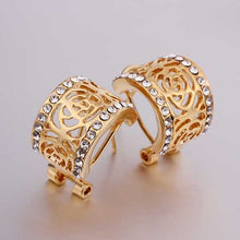 18K GP gold plated jewelry earring nickel free copper rhinestone crystal earrings SMTPE49 MP