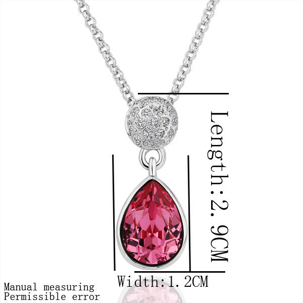 18K GP gold plated jewelry necklace fine red rhinestone crystal nickel free pendant necklace SMTPN192 MP