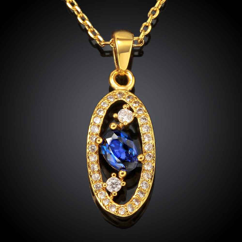 18K GP Zircon rock sapphire jewelry chunky necklace collares pendantsSKGN 52 MP