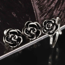 18K Gold Plating jewelry set black rose earringsring SMTPS397 MP