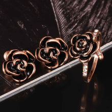 18K Gold Plating jewelry set black rose earringsring SMTPS397 MP