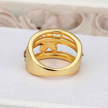 18k gold plated rings insets black flower anel masculino joyas 538 MP