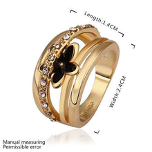 18k gold plated rings insets black flower anel masculino joyas 538 MP