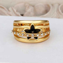 18k gold plated rings insets black flower anel masculino joyas 538 MP