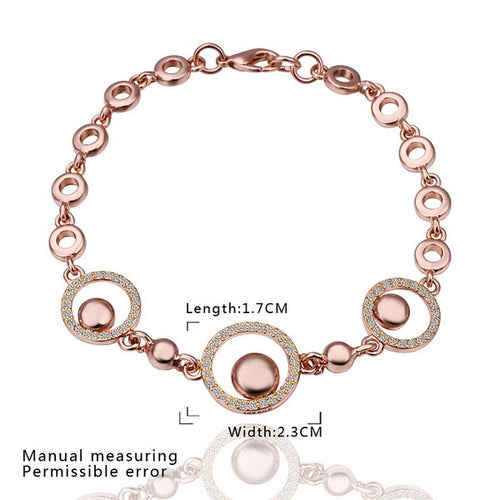 18K Gold Plated Bracelet Rose Gold Nickle-Free Tin Alloy Rhinestone Crystal Jewerly Bracelet SMTPB 43 MP