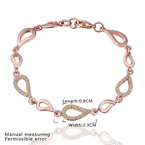 18K Gold Plated Bracelet Rose Gold Nickle-Free Tin Alloy Rhinestone Crystal Jewerly Bracelet SMTPB 42 MP