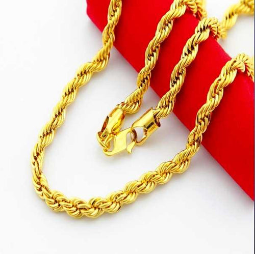 24K GP Gold Plated Necklace Mens Women Yellow Gold Golden Jewelry Necklace YHDN 97 MP