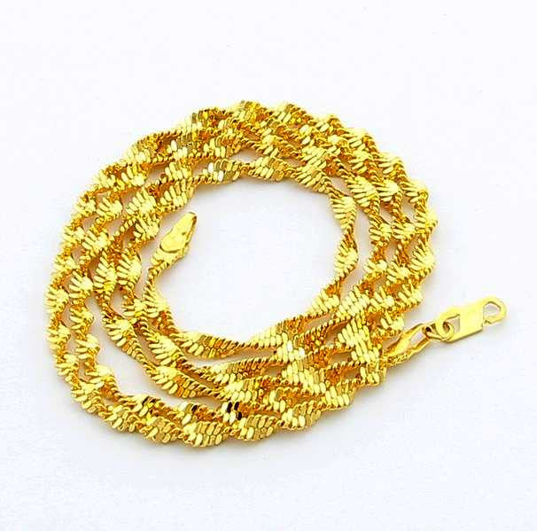 24K GP Gold Plated Necklace Mens Women Yellow Gold Golden Jewelry Necklace YHDN 7 MP